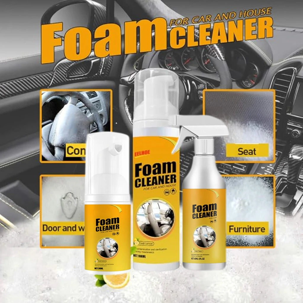 Car Interiors Leather Seats Shoes Multipurpose Foam Cleaner Fresh Lemon Scent Car Steering Wheel Decontamination Cleaning Spray Peaceful Pleasures Health and Wellness
