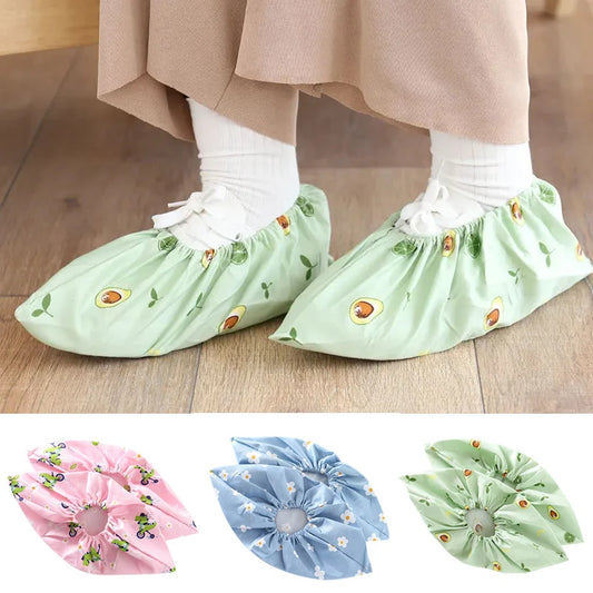 Cartoon Print Reusable Shoe Covers | Non-Slip Indoor Overshoes Reusable Shoe Covers Peaceful Pleasures Health and Wellness