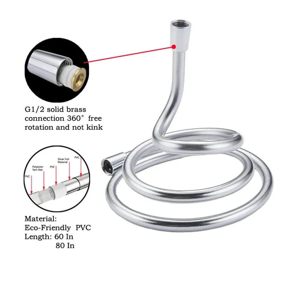 High Pressure PVC Shower Hose 1.5M 2M 3M – Anti-Kink G1/2