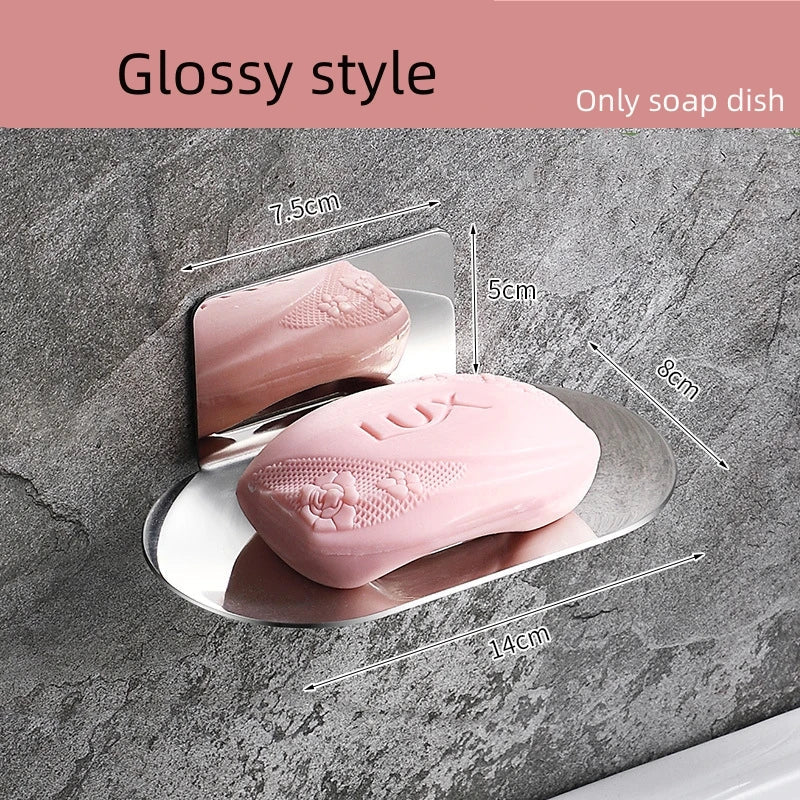 Stainless Steel No-Drill Wall-Mounted Soap Dish & Shower Holder