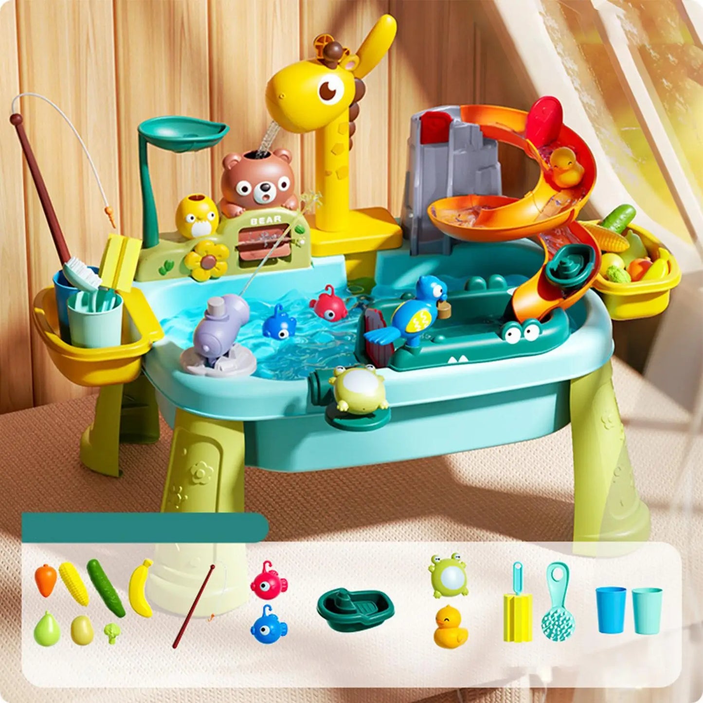 Toddler Water Table 4-in-1 Kitchen Sink & Fishing Game Toy