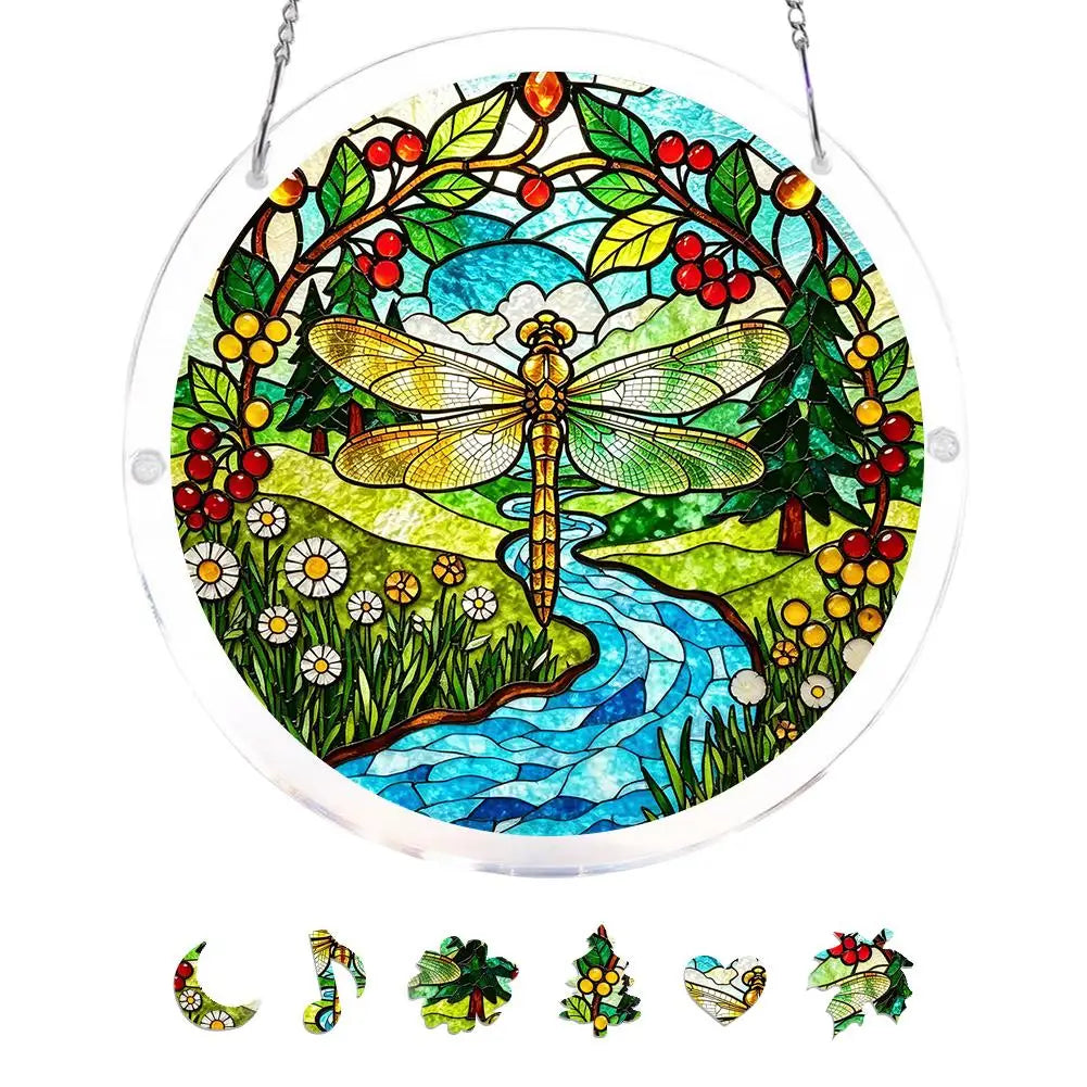 Stained Glass Acrylic Hummingbird Suncatcher Window Hanging