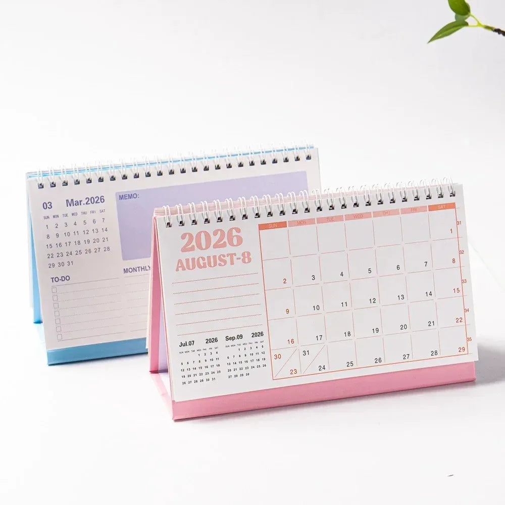 2026 Korean Calendar Simple, Fresh and Creative Desktop Decoration Plan Check in Notebook Peaceful Pleasures Health and Wellness