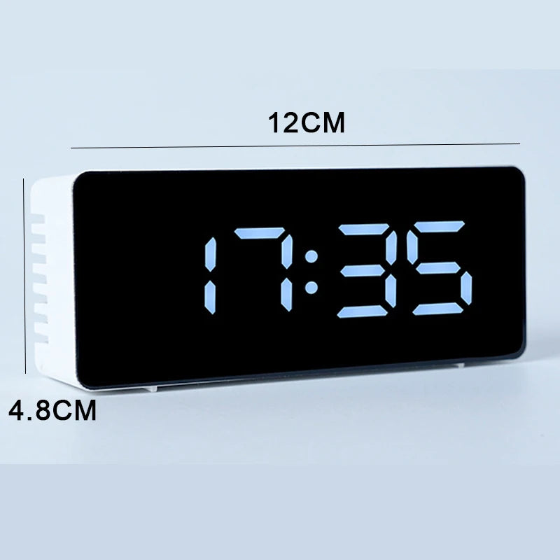 1Pc White Digital Clock LED Mirror Table Clock Snooze Display Time Night Light Desktop USB Alarm Clock Home Decor Desk Clock Peaceful Pleasures Health and Wellness small size