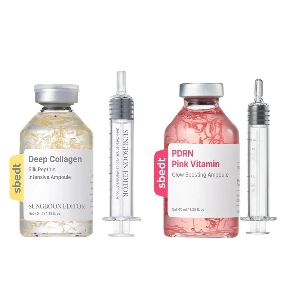 Korean Sbect Facial Skin Care Set - Collagen Silk Peptide Ampoule, Boosting Cream Serum, Retinol Capsule, Revitalizing, Brighten Peaceful Pleasures Health and Wellness 2pcs Ampoule