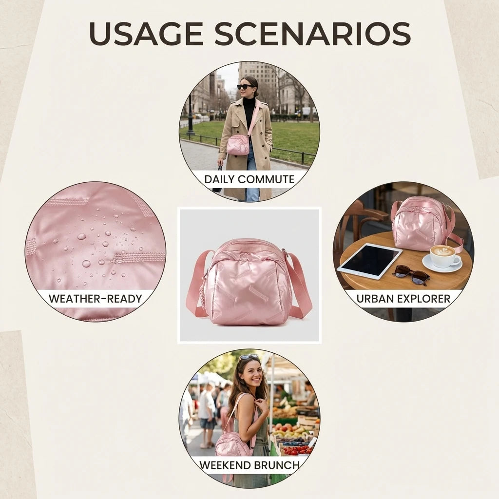 Women Shoulder Crossbody Bag Waterproof Nylon Casual Design 21*9*19cm Lightweight Comfortable Peaceful Pleasures Health and Wellness