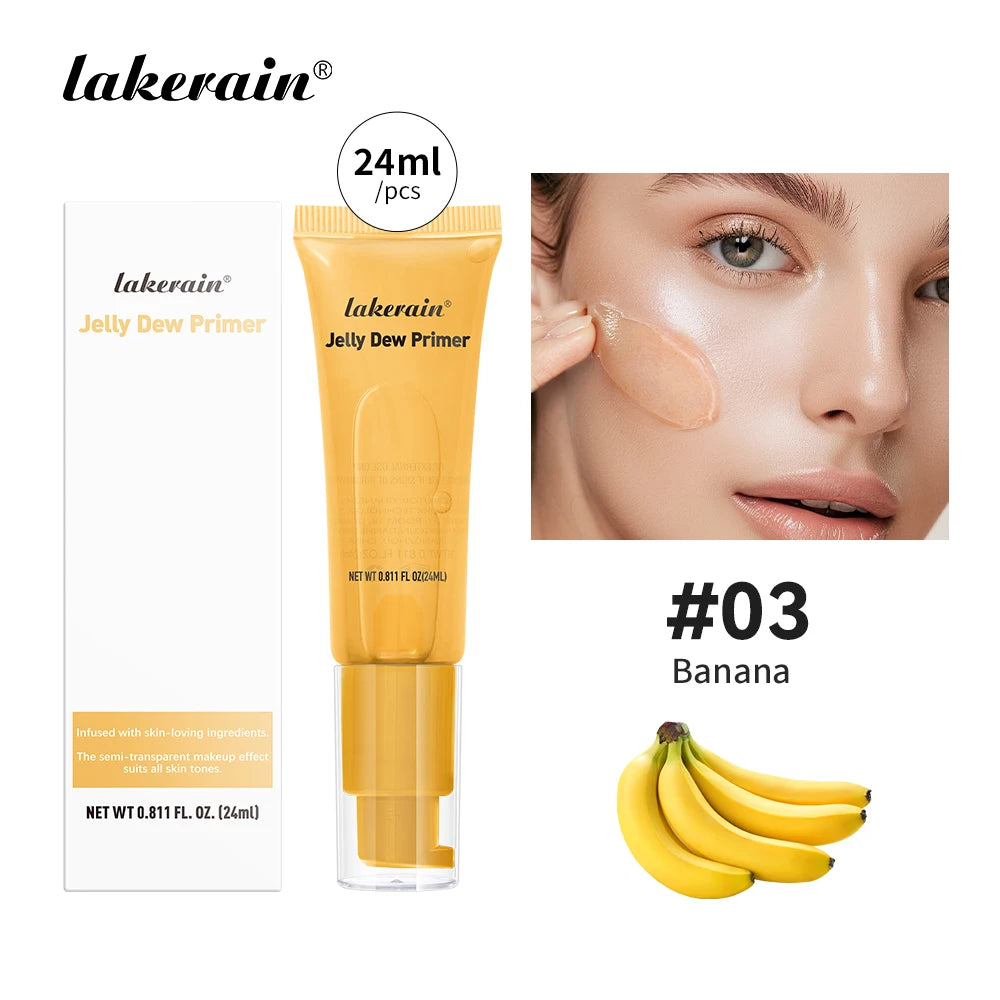 Lakerain Jelly Dew Primer Makeup Long Lasting Moisturising Semi-transparent Jelly Texture Pre Makeup Base Cream Cosmetics Peaceful Pleasures Health and Wellness Banana