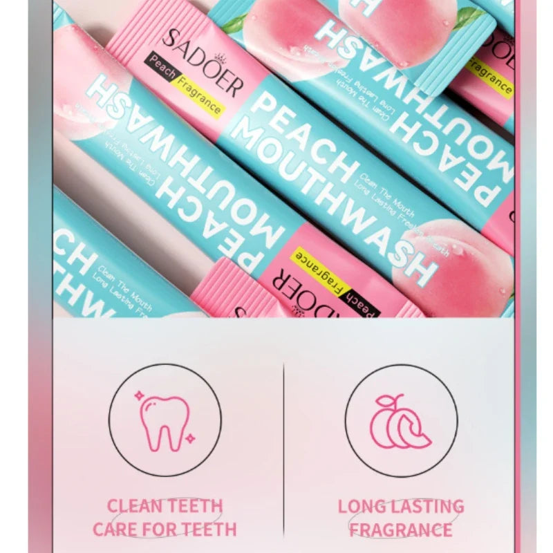 SADOER Peach Mouthwash 20 Pods – Fresh Breath Oral Rinse