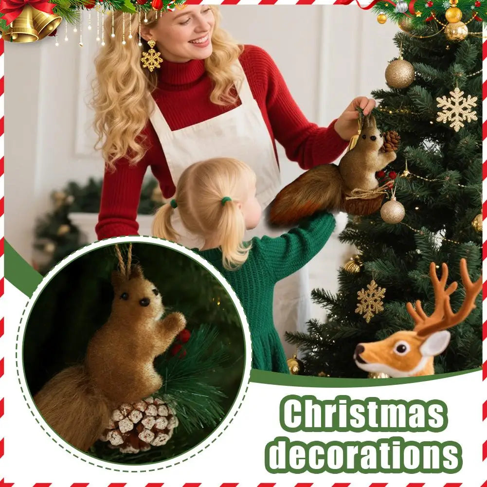 1Pcs Cute Squirrel Doll Ornament Realistic Squirrel Ornament Christmas Decorations Christmas Tree Pendant Home Decoration Peaceful Pleasures Health and Wellness