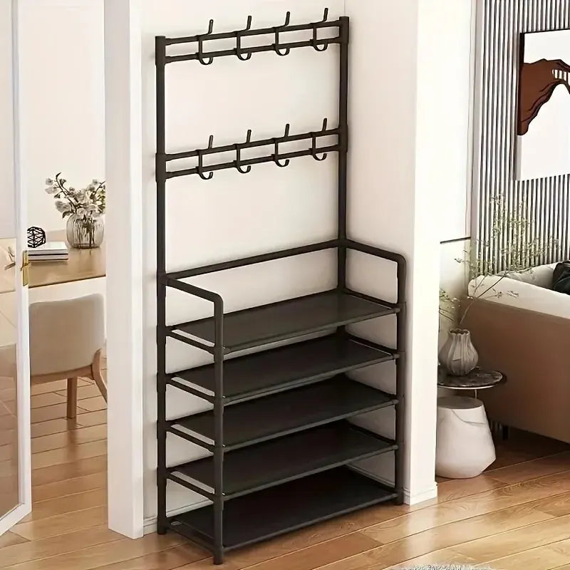 Five Layer Shoe Rack Simple Shoe Rack Integrated Storage Rack Household Shoe Rack Multifunctional Clothes Rack Coat Rack 2-piece Peaceful Pleasures Health and Wellness
