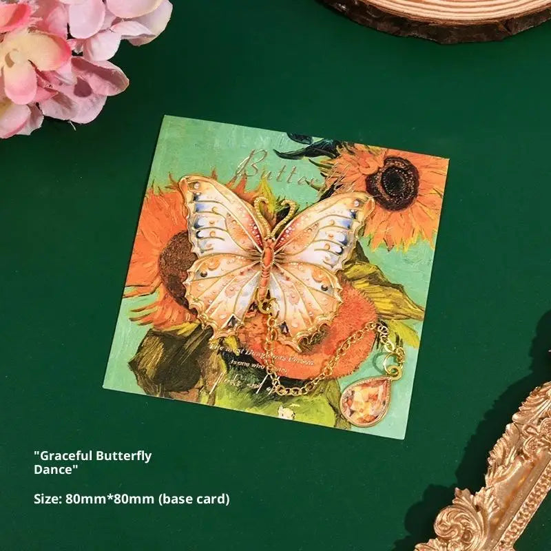 Vintage Butterfly Metal Bookmark – Hollow Flower Fan Design