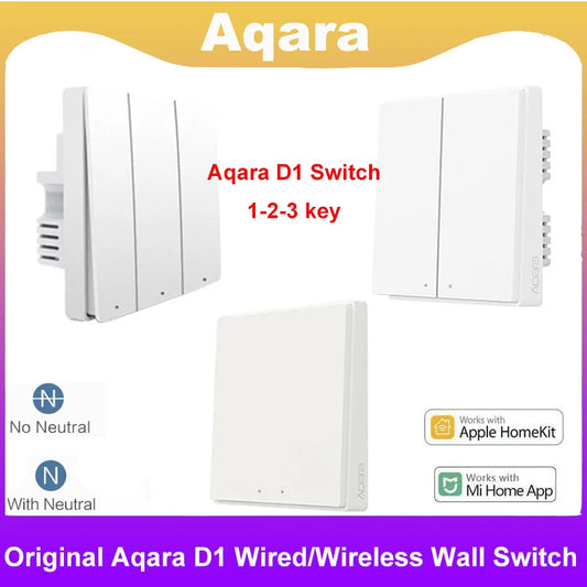 Original Aqara D1 Smart Wall Switch Zigbee Wired/Wireless Wall Switch 1/2/3 Button Switches For Mijia Mi Home APP Apple Homekit Peaceful Pleasures Health and Wellness