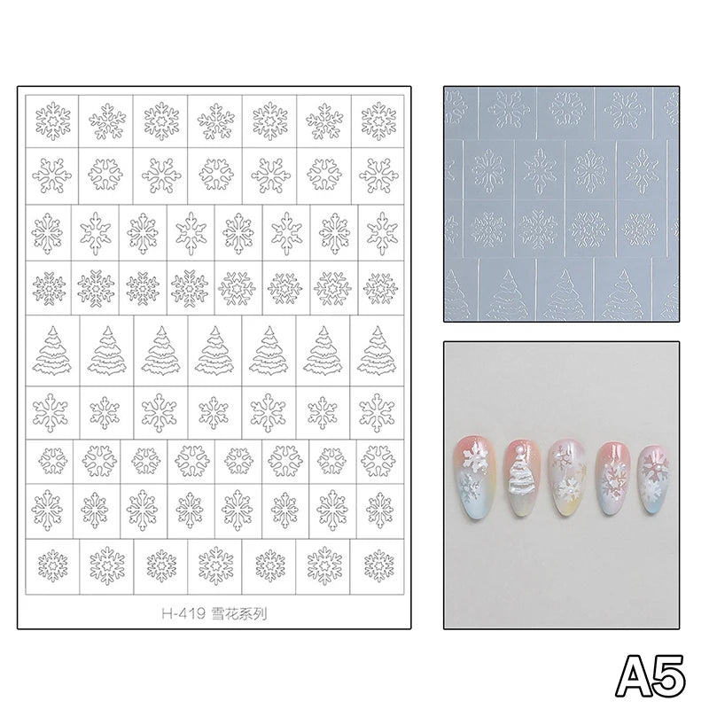 Airbrush Stencil For Nails Winter Snowflake Snow Tree Christmas Decors Hollow Nail Stickers Airbrush French Manicure Tips Peaceful Pleasures Health and Wellness A5