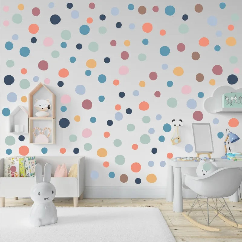 1 Set Polka Dots Irregular Circle Pattern Wall Stickers for Kids Room Baby Nursery Room Wall Decals School Kindergarten PVC Peaceful Pleasures Health and Wellness