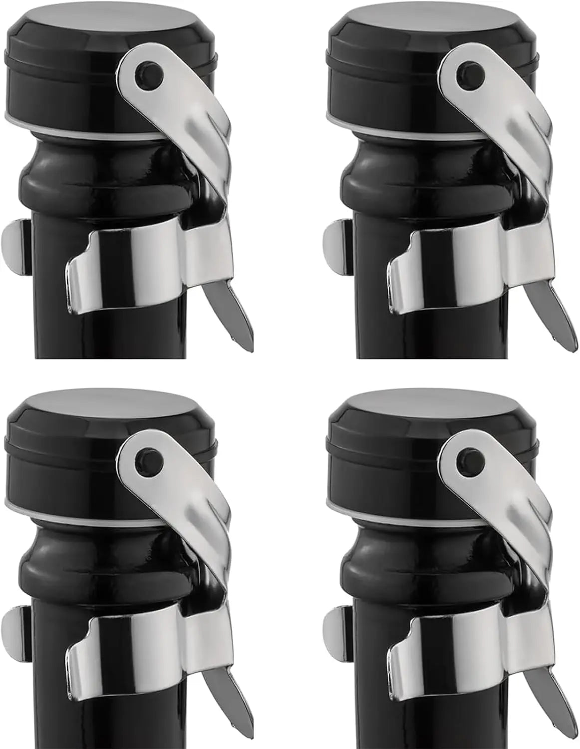 Champagne&Wine Bottle Stoppers Stainless Steel with Food Grade Silicone Leak Proof Keep Fresh Reusable Saver Prosecco Sparkling Peaceful Pleasures Health and Wellness 4PCS
