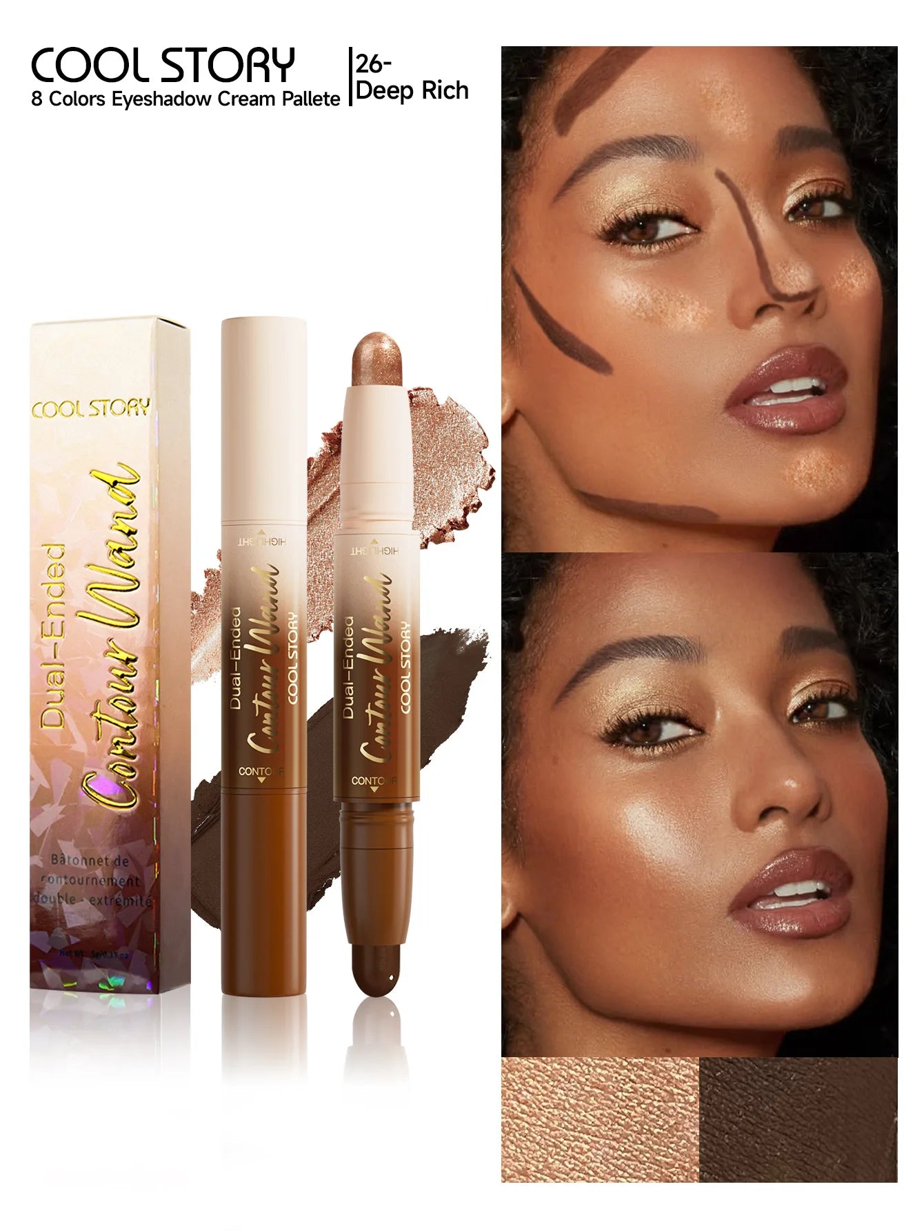 2-in-1 Glitter Highlighter & Contour Stick | Long-Lasting Makeup