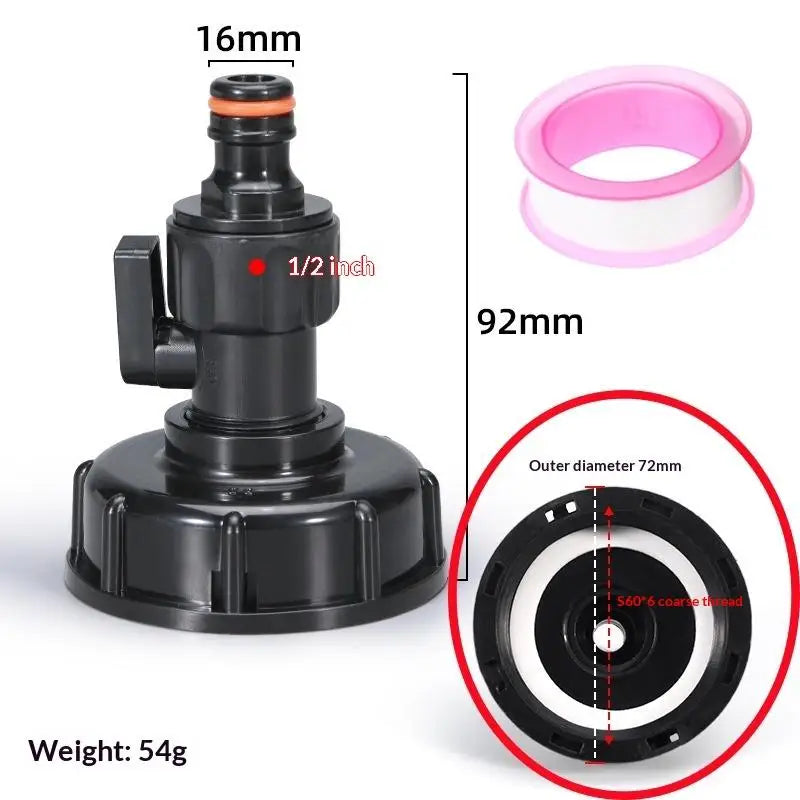 IBC Tank Valve Adapter 1/2" & 3/4" Hose Connector 60mm Thread IBC Tank Adapter Peaceful Pleasures Health and Wellness A4 4 points