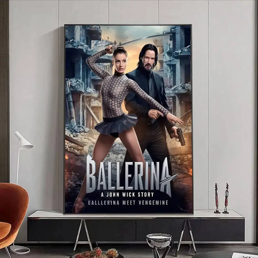 Movie J-John W-Wick B-Ballerina Poster HD art poster for home living room bar office decoration sticky waterproof Peaceful Pleasures Health and Wellness z5 15X20cmNoframe