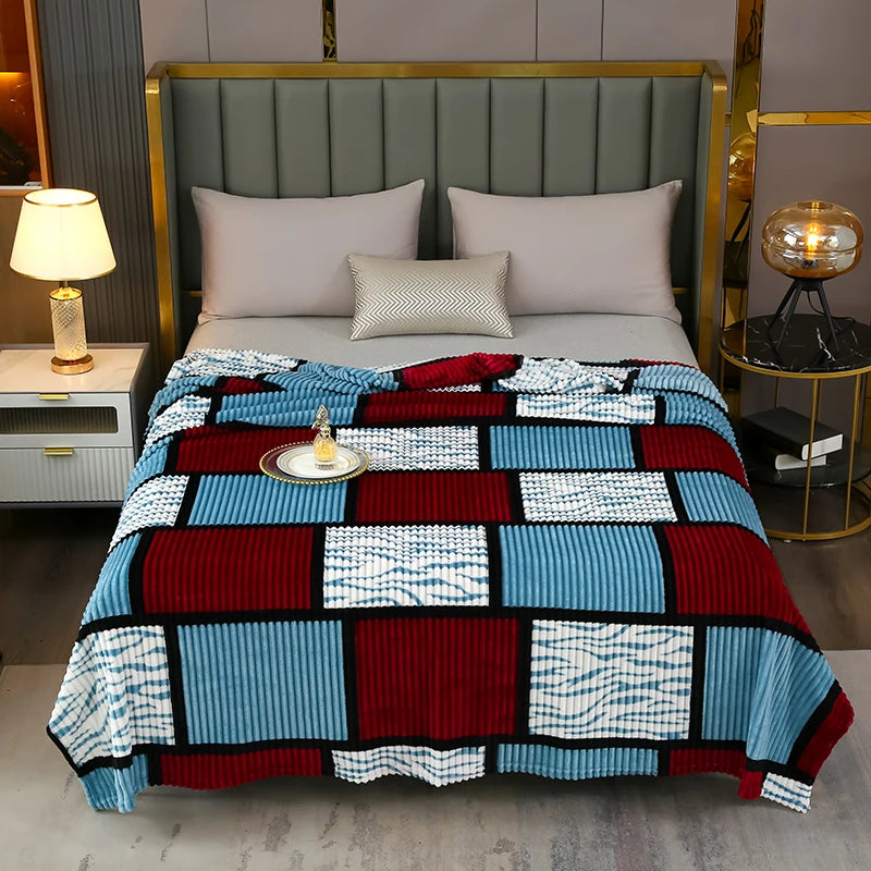 Plaid Fleece Bed Blankets Queen King Soft Lightweight Plush Fuzzy Blanket Lightweight Blanket for Travel Camping Bedspreads Peaceful Pleasures Health and Wellness Blanket B 150x200cm