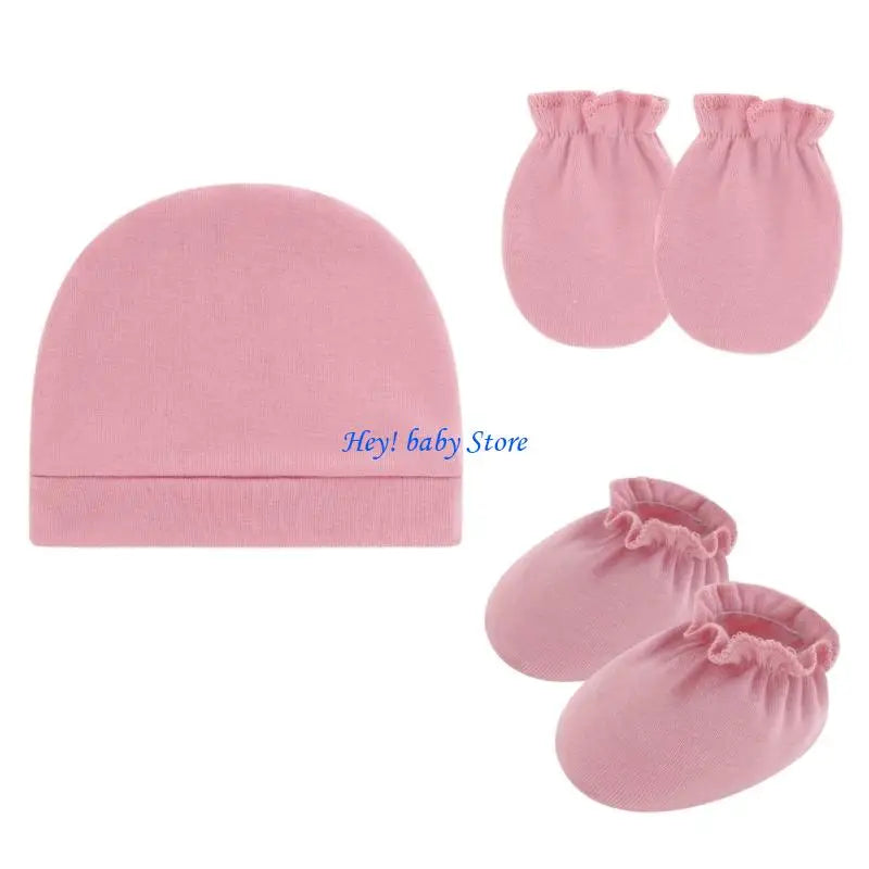 Baby Bonnet Hat Mittens & Booties 3-Piece Set | 0–6 Months