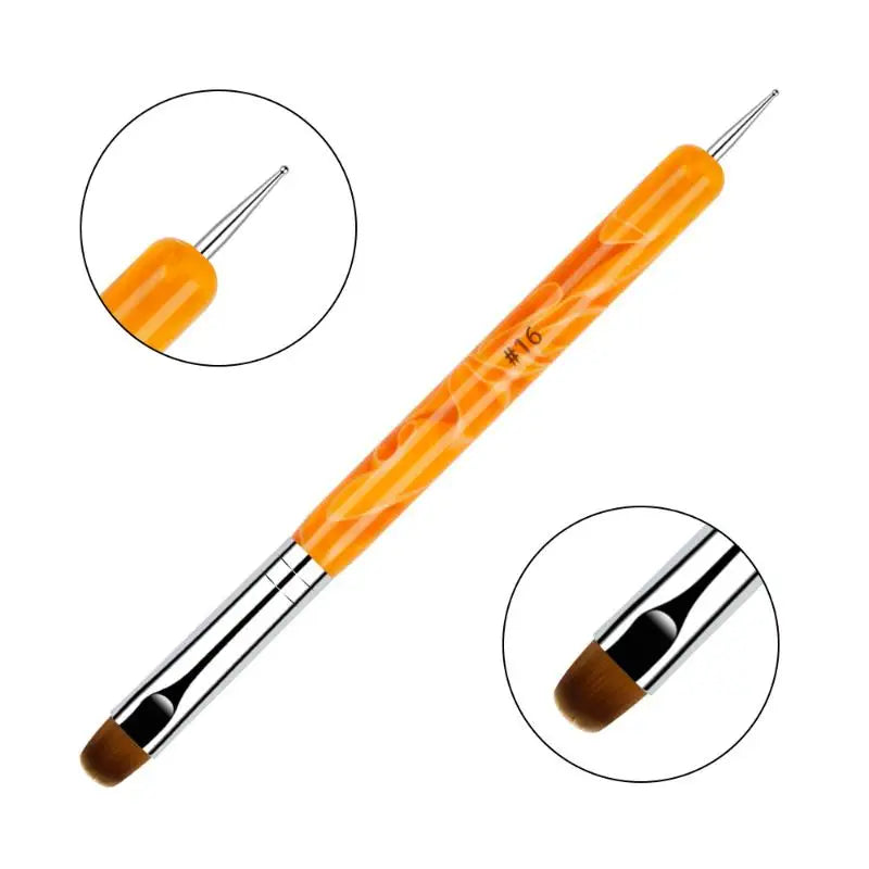 French Dual End Beginner High Quality Painting Manicure Tool Acrylic Drawing Nail Art Brush Nail Art Rhinestone Gel Dotting Pen Peaceful Pleasures Health and Wellness 16 Orange