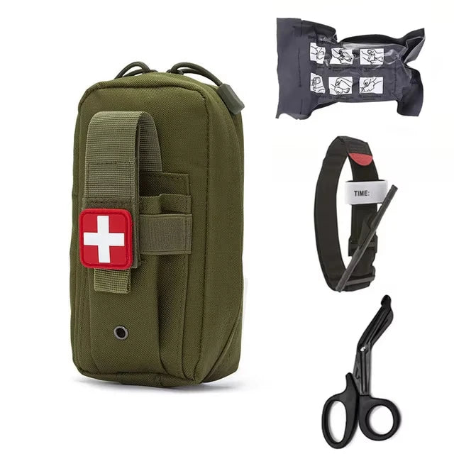 4pcs Molle medical EDC bags, EMT first aid bandages, tourniquets, scissors first aid kits, life-saving sets, Israeli bandages Peaceful Pleasures Health and Wellness green set