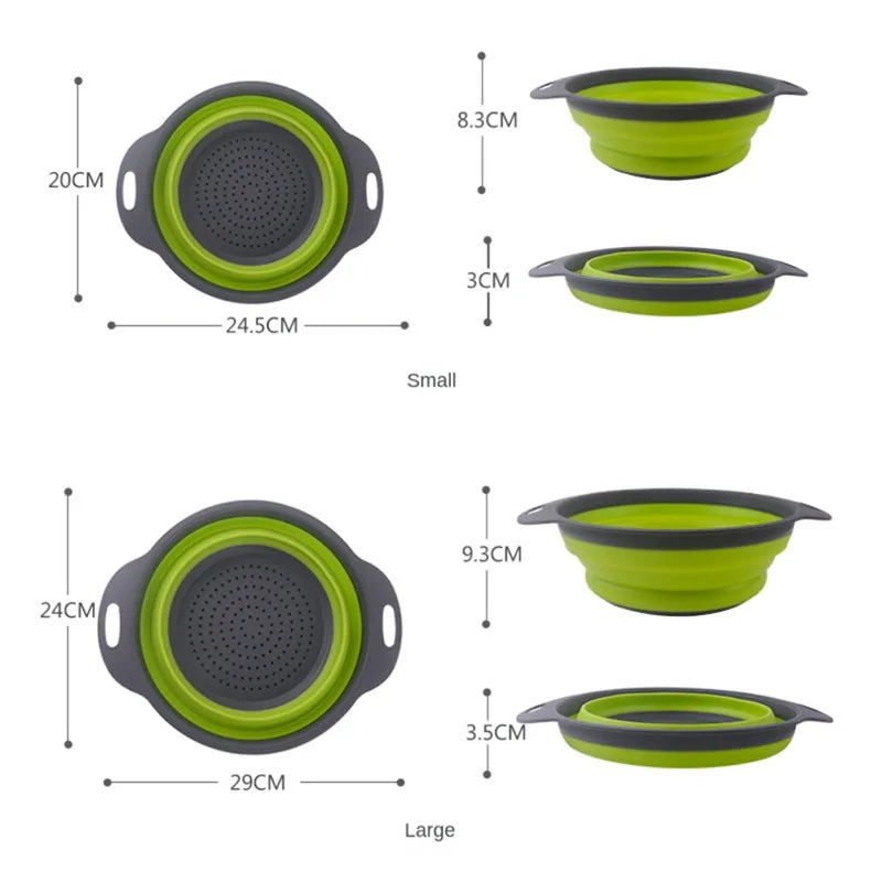Silicone vegetable and fruit cleaning and drainage basket cleaning basket Folding water filter net Kitchen Gadgets Peaceful Pleasures Health and Wellness