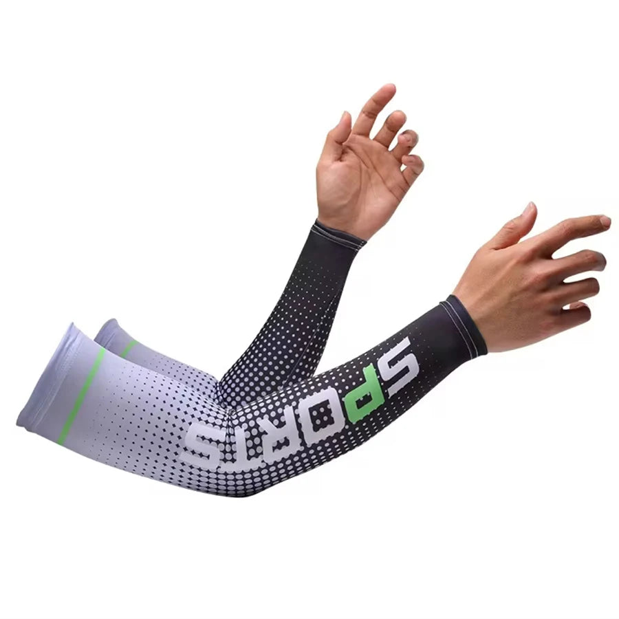 Summer Fashio Sunscreen Ice Silk Sleeve UV Sun Protection Cooling Anti-Slip Arm Sleeves Men Women Outdoor Sport Cycling Peaceful Pleasures Health and Wellness GRAY One Size