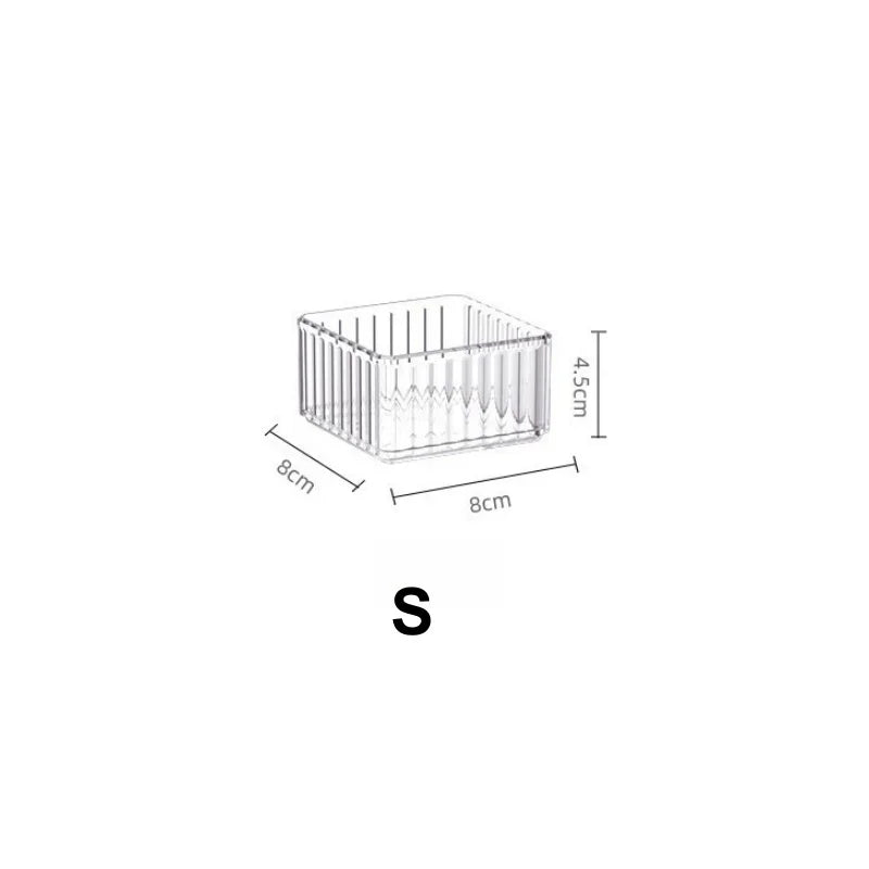 Clear Acrylic Drawer Organizer Bins | Stackable 4-Size Set
