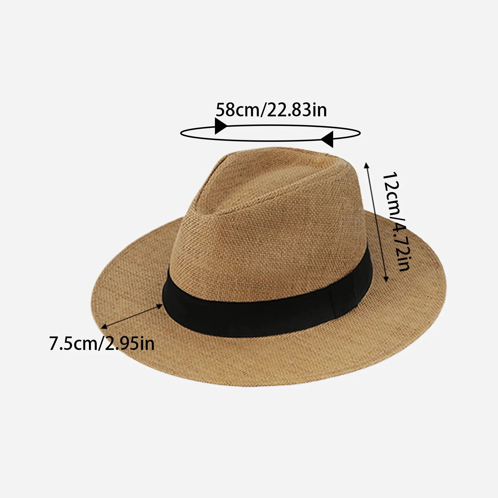 Hot Fashion Summer Casual Unisex Beach Trilby Large Brim Jazz Sun Hat Panama Hat Paper Straw Women Men Cap With Black Ribbon Peaceful Pleasures Health and Wellness