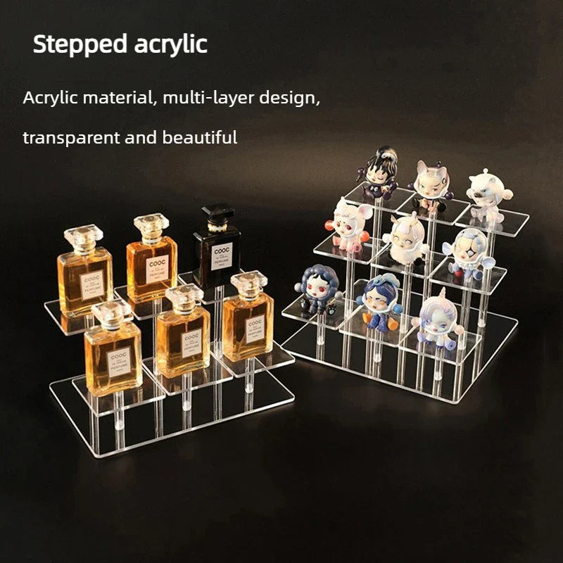 Acrylic Tiered Display Rack for Lipstick, Makeup & Figurines