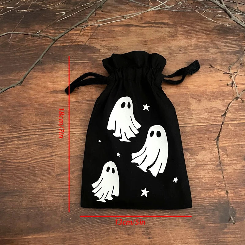 5-Pack Halloween Ghost Flannel Drawstring Bags for Tarot & Jewelry