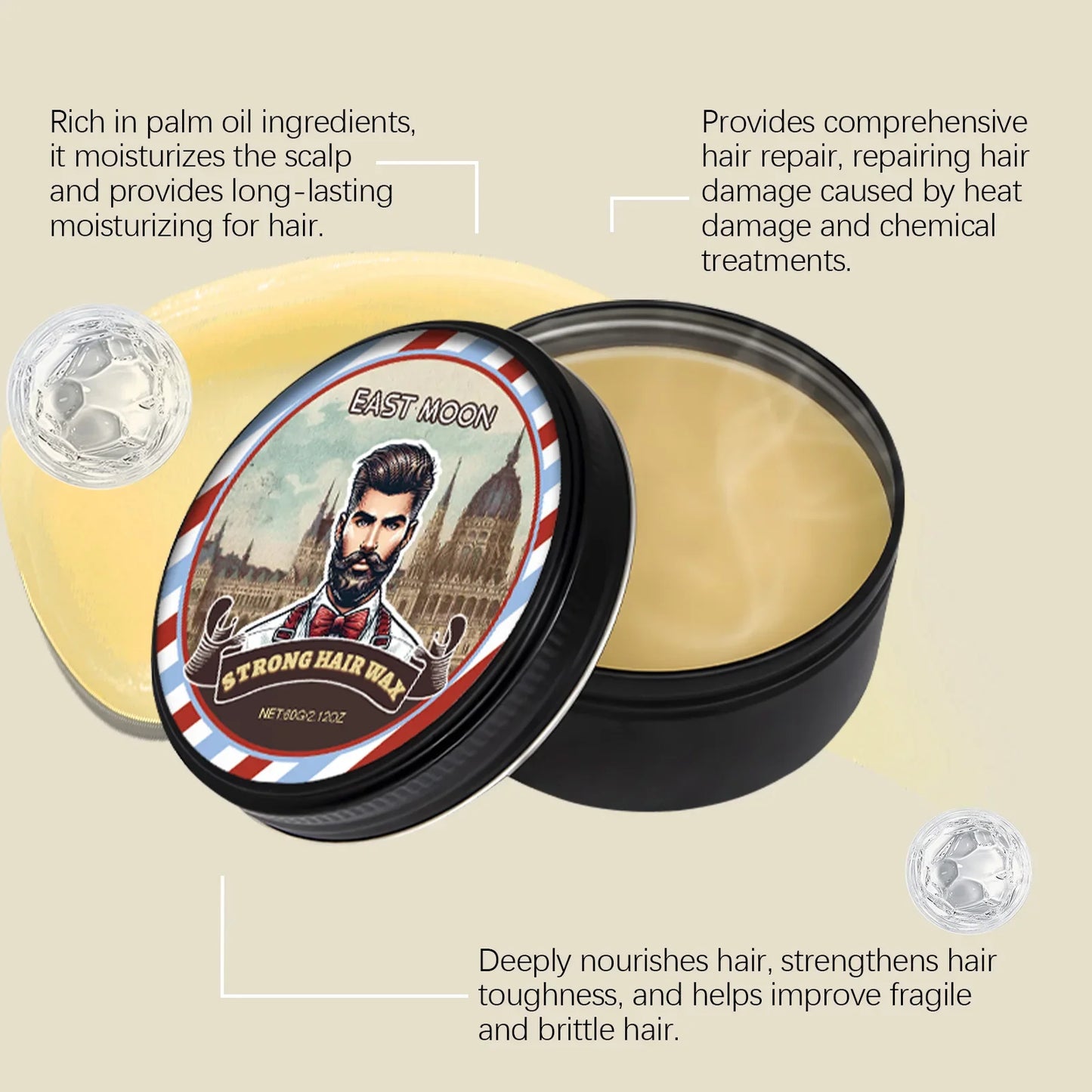 East Moon Strong Hair Wax – Edge Control & Long-Lasting Hold