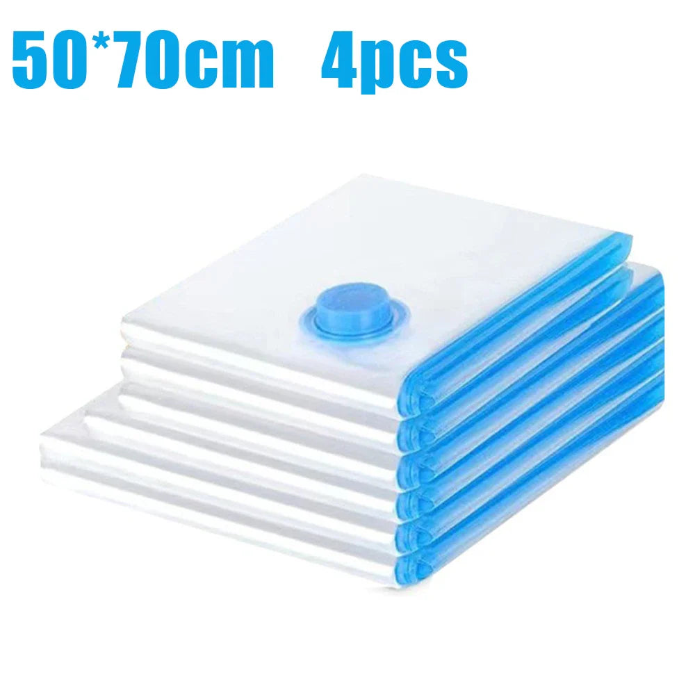 4-Pack Travel Compression Bags – No Vacuum or Pump Needed