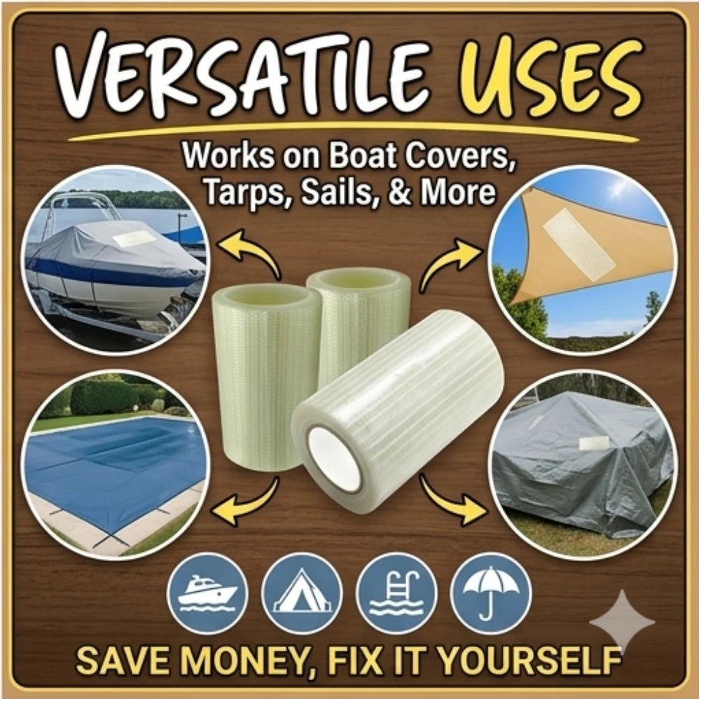 RV Awning Repair Tape Waterproof Sealing Patch For Tent Canopy Boat Cover Tarpaulin Heavy Duty Tape For Outdoor Camping Hiking Peaceful Pleasures Health and Wellness