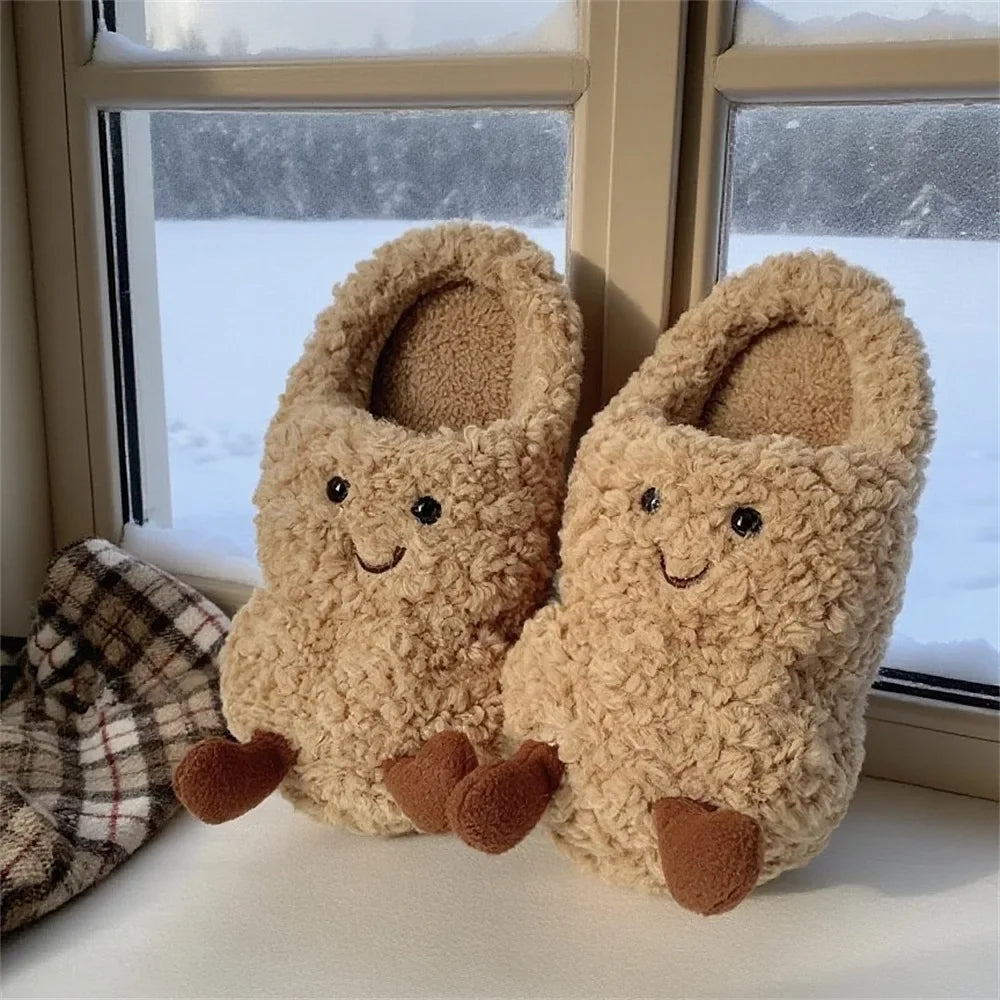 Creativity New Winter Cartoon Fun Peanut Warm Plush Slippers Indoor Fashion Casual Comfortable Non Slip Household Cotton Shoes Peaceful Pleasures Health and Wellness