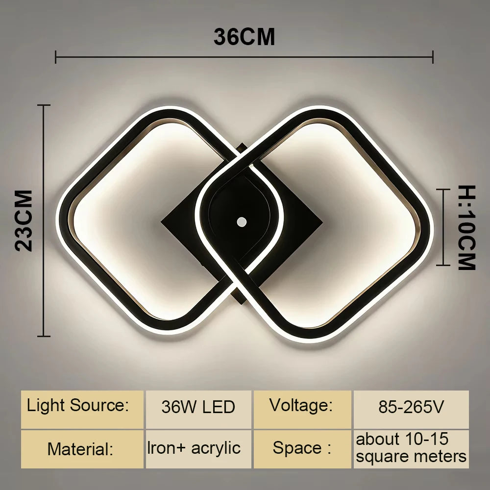 RUNTOIN Modern LED Ceiling Light 3-Color Surface Mount