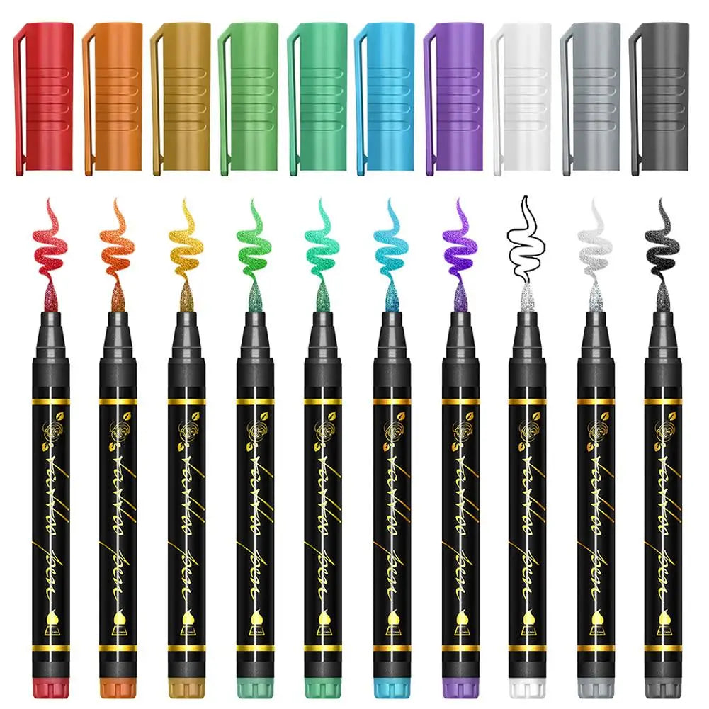 Dual-End Temporary Tattoo Markers – 10 Color Body Art Pens