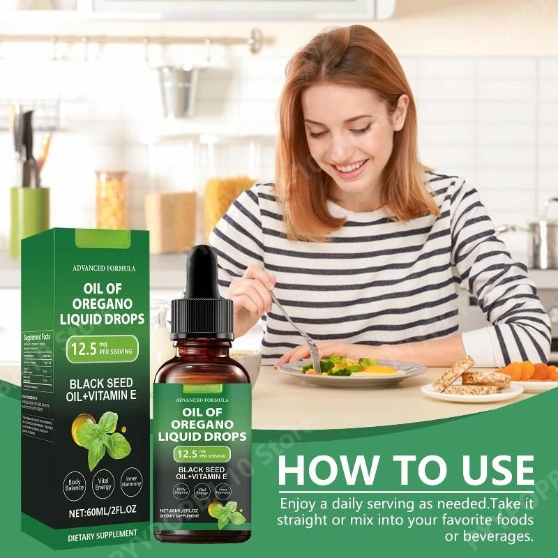 Oregano Oil Drops with Black Seed Oil & Vitamin E – 60ml