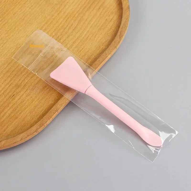 Double Head Dual-use Facial Mask Brush Silicone Facial Mask Stick With Scoop Facial Beauty Tool Peaceful Pleasures Health and Wellness Pink