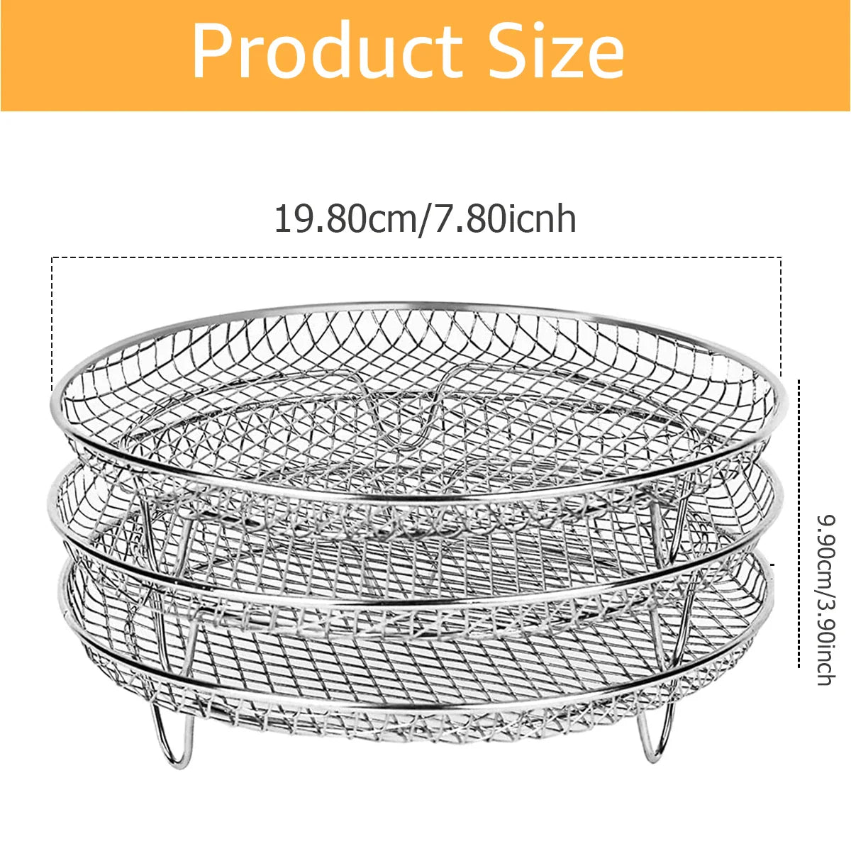 3-Layer Stainless Steel Air Fryer Rack | Stackable Grill & Dry Grid