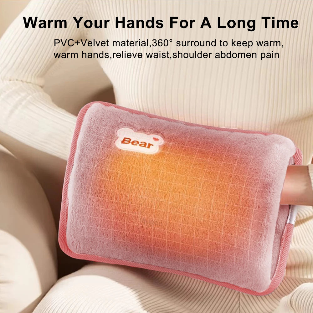 Electric Hand Warmer Portable Heated Gloves USB Warming Plush Hot Water Bottle Heating Water Bags Warm Hand Pocket for Winter Peaceful Pleasures Health and Wellness