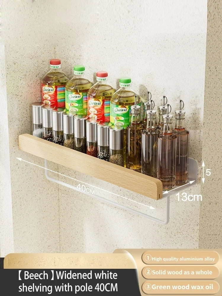 Wood & Aluminum Corner Shelf | Kitchen & Bathroom Wall Organizer