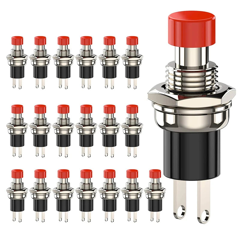 20pcs 1A 250VAC SPST Mini Pushbutton Switches Normally Open(NO) Black & Red Cap Momentary Push Button Switch Peaceful Pleasures Health and Wellness 250V Red