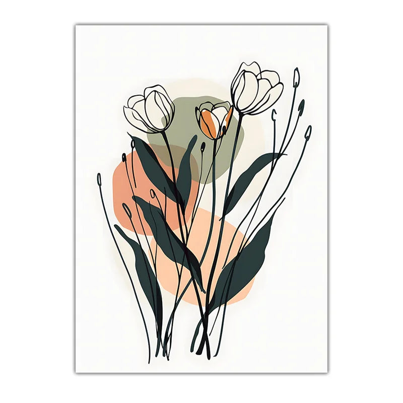 Botanical Flower Canvas Wall Art | Nordic Minimalist Print Canvas Wall Art Peaceful Pleasures Health and Wellness 06 50x70cm NoFrame China Mainland