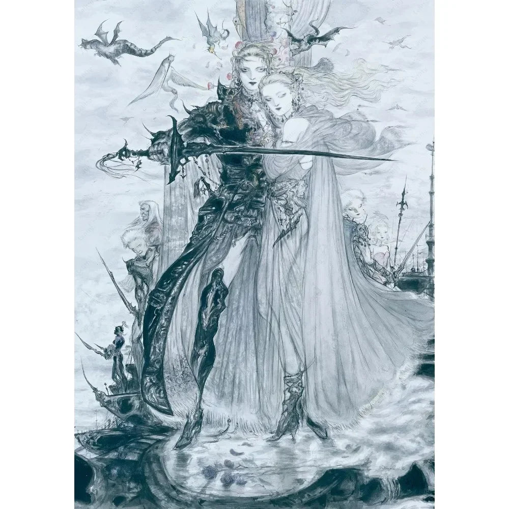 Yoshitaka Amano Final Fantasy Game Luxury Poster Waterproof Wall Art Printing Home Living Bed Room Bar Aesthetic Decor Peaceful Pleasures Health and Wellness 2 30x40cm