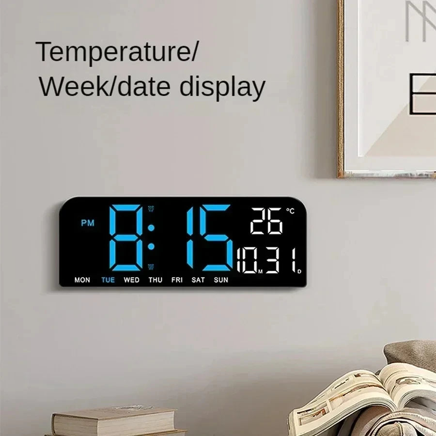 Multifunctional Decorative 9 Inch LED Large Digital Wall Clock With Temperature Date Week Alarm For Home Office Room Decor Peaceful Pleasures Health and Wellness