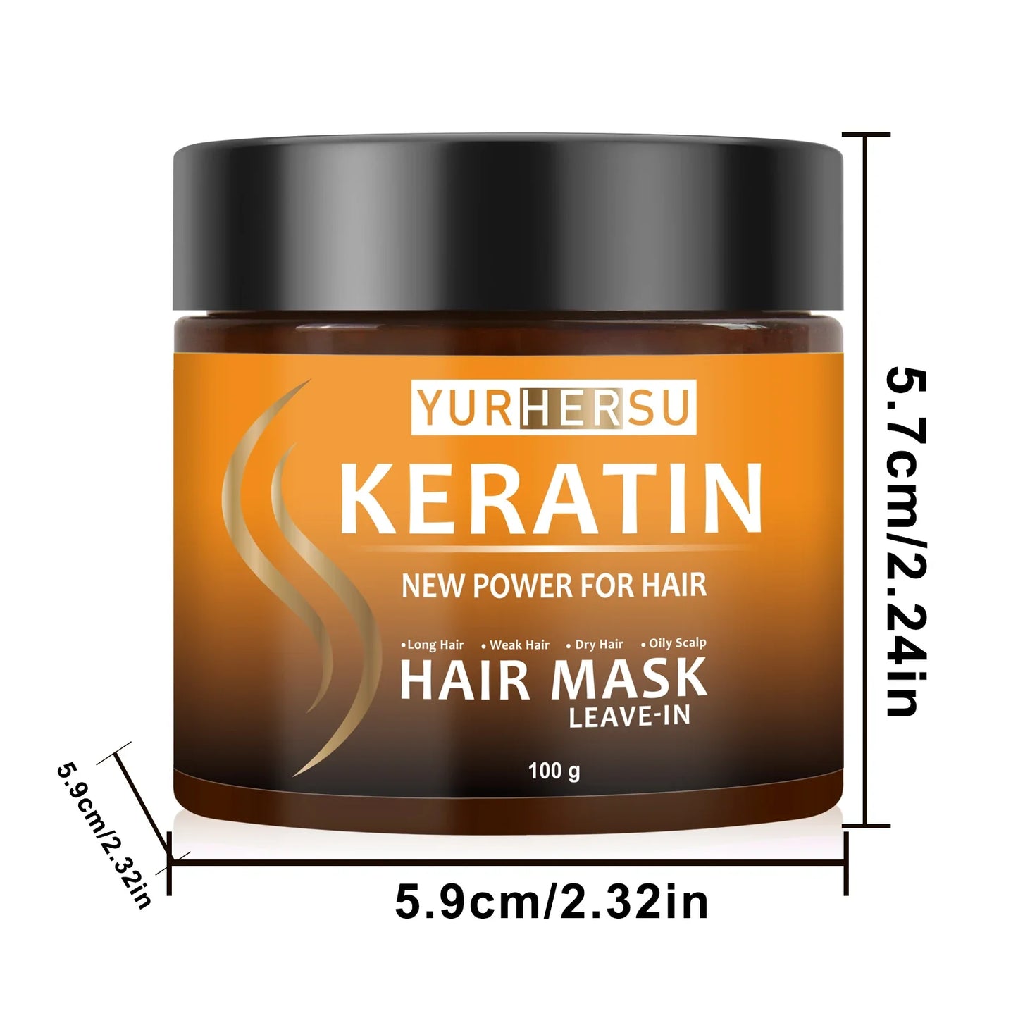 YURHERSU Keratin No-Rinse Hair Mask – Moisture & Frizz Control