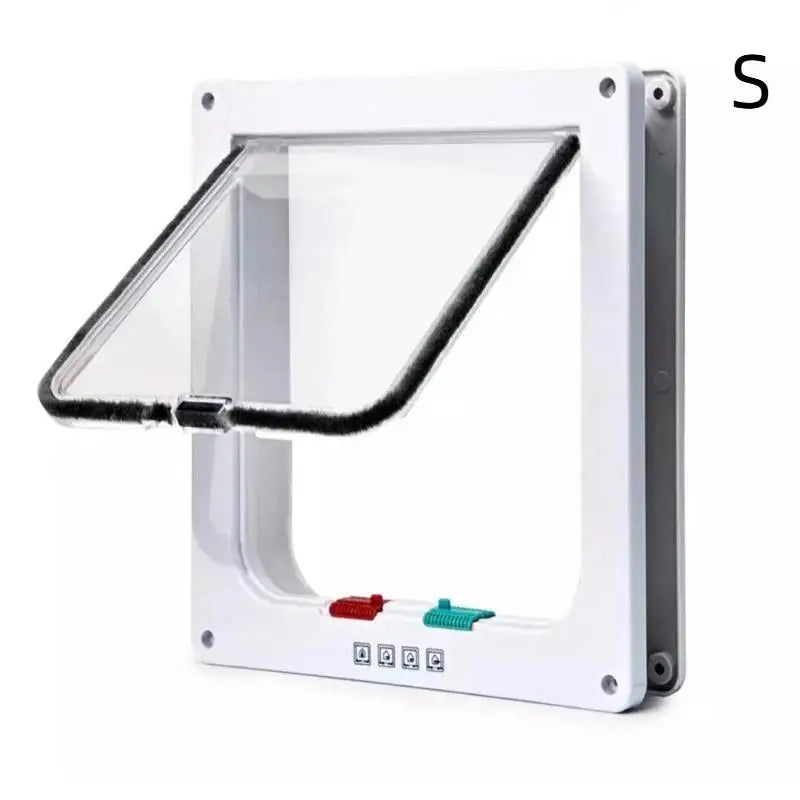 Weatherproof 4-Way Locking Cat Door – Transparent Flap Cat Door Flap Peaceful Pleasures Health and Wellness A size1