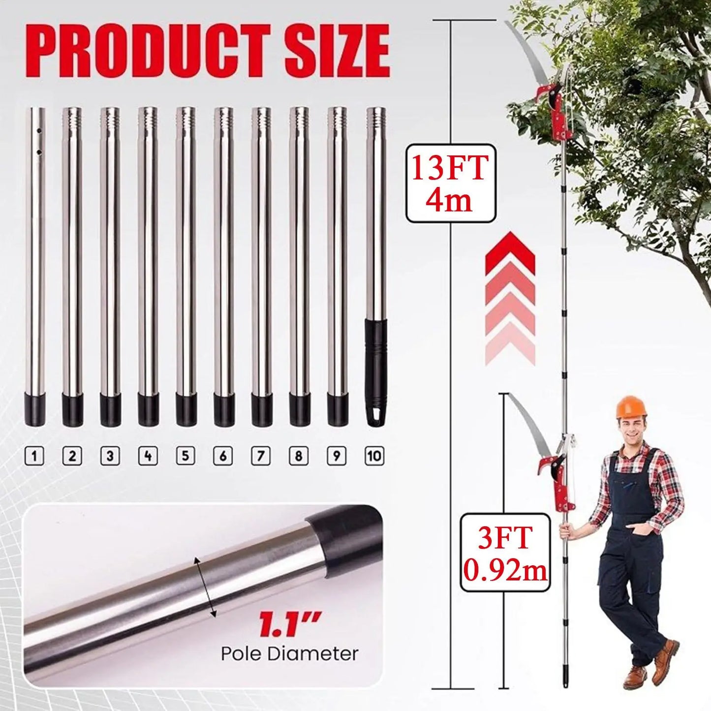 Tree Pole Saw Telescoping Lightweight Branch Trimming Tool for Backyard Orchards Flowers Vineyards Large Farmlands Gardening Peaceful Pleasures Health and Wellness